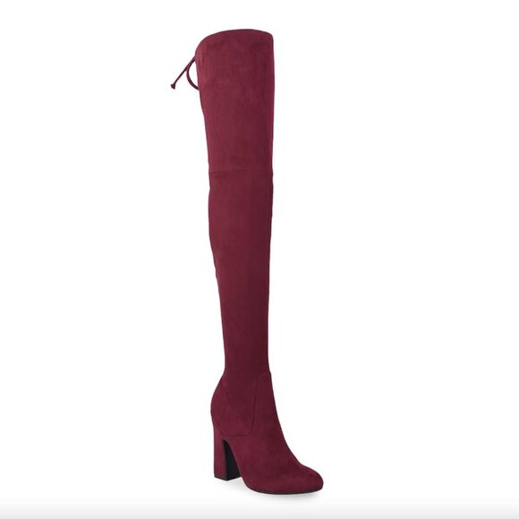 Unisa Burgundy Stilli Suede Over The Knee Boot Size 6 - Picture 1 of 12